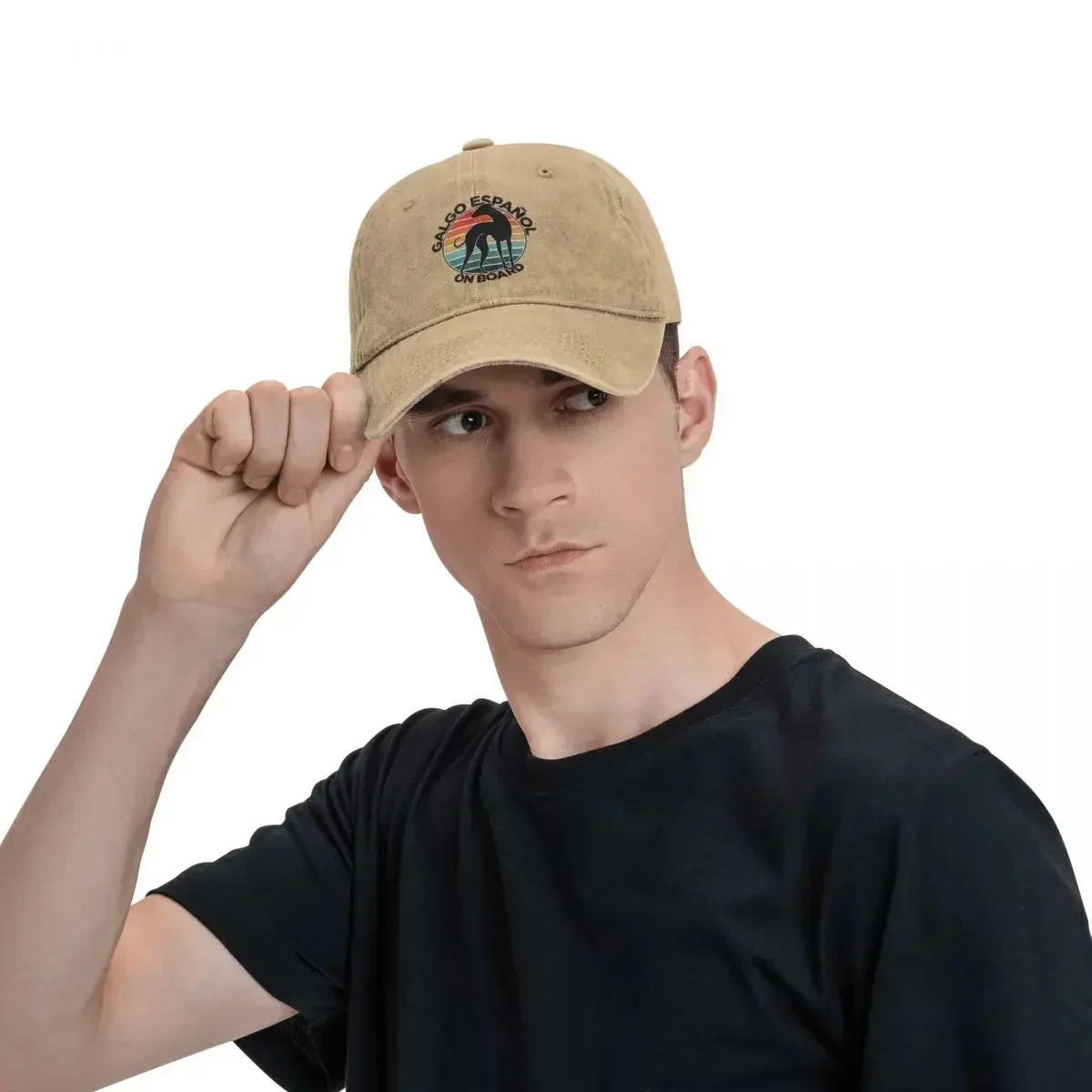 Galgo On Board Baseball Cap Dog Print Casual Women Men Washed Trucker Hat Breathable Custom DIY Hunting Camping Baseball Caps