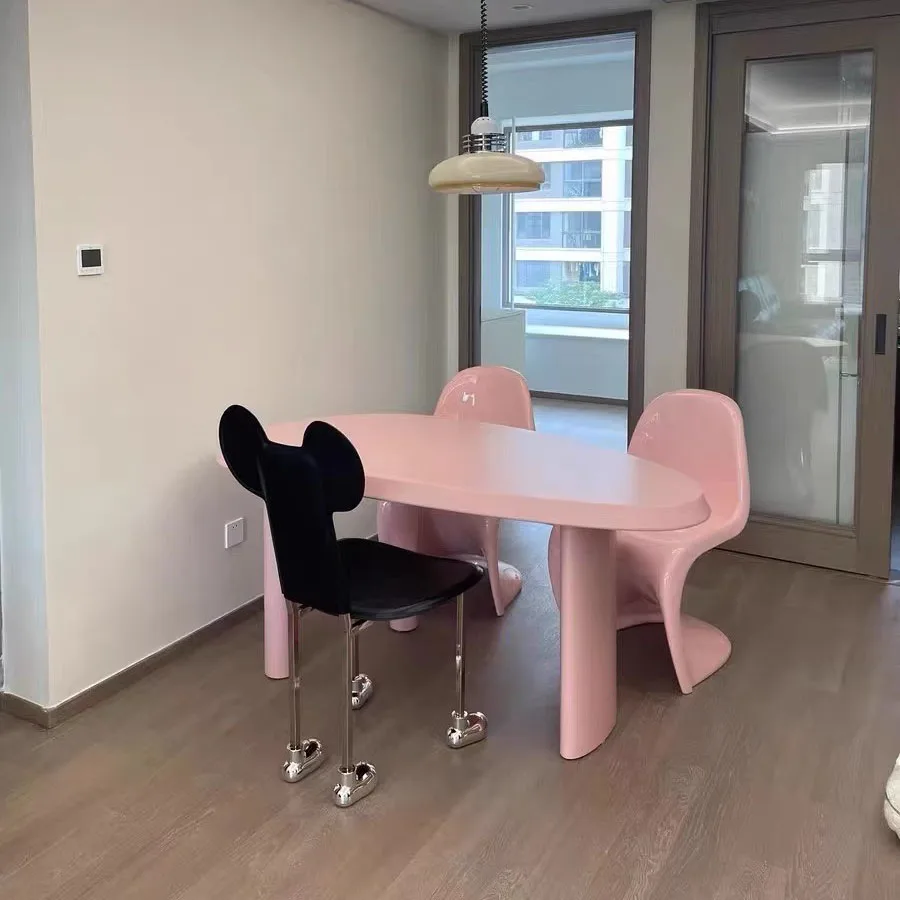 

Modern Minimalist Desk Solid Wood Pink Creative Exquisite Island Home Living Room Mobili Arredamento Casa Shaped Dining Table