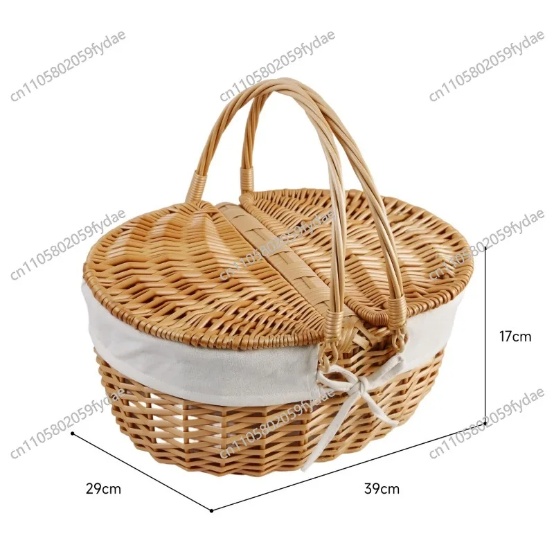 

Плетеная корзина для пикника Willow ручной работы из ротанга, подарочная, для хранения овощей, с ручкой