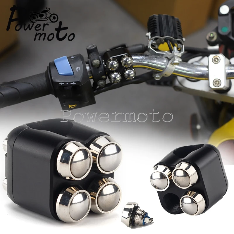 

4-Button Motorcycle CNC Aluminum Hand Control Switch 7/8″ & 1″ Bars Switches Handlebar Mount For Harley Dyna Softail Cafe Racer