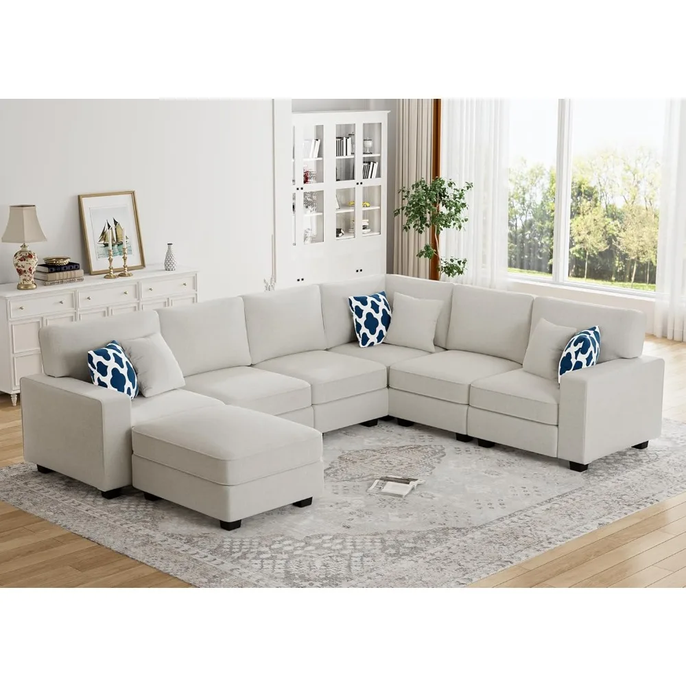 

Modular Sectional Sofa U Shaped Sofa Couch with Ottoman Modern Reversible Corner Sectional Couch for Living Room, Sofas