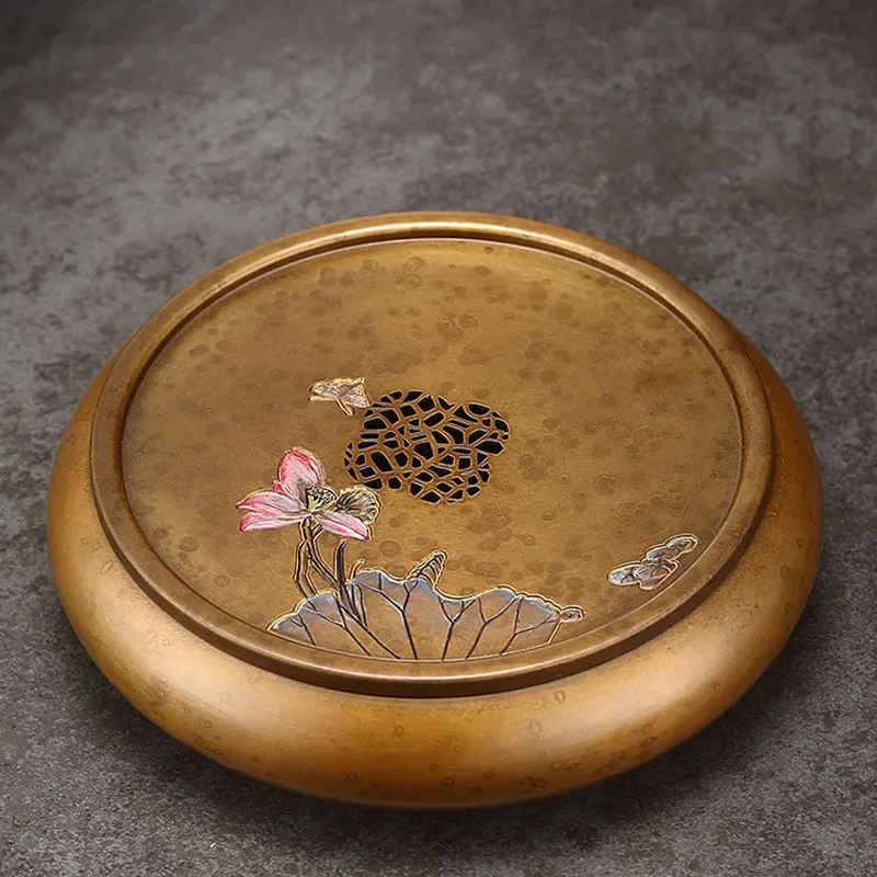 Factory Direct Sales Chinese Serving Tea Tray Metal Ceremony Trinket Accessories Valet Tea Tray Hospitality Living Room Bandejas