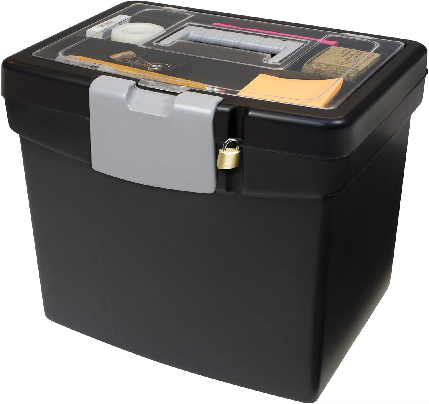 

Portable File Box with XL Lid, 11 x 13-1/2 x 11 Inches, Black