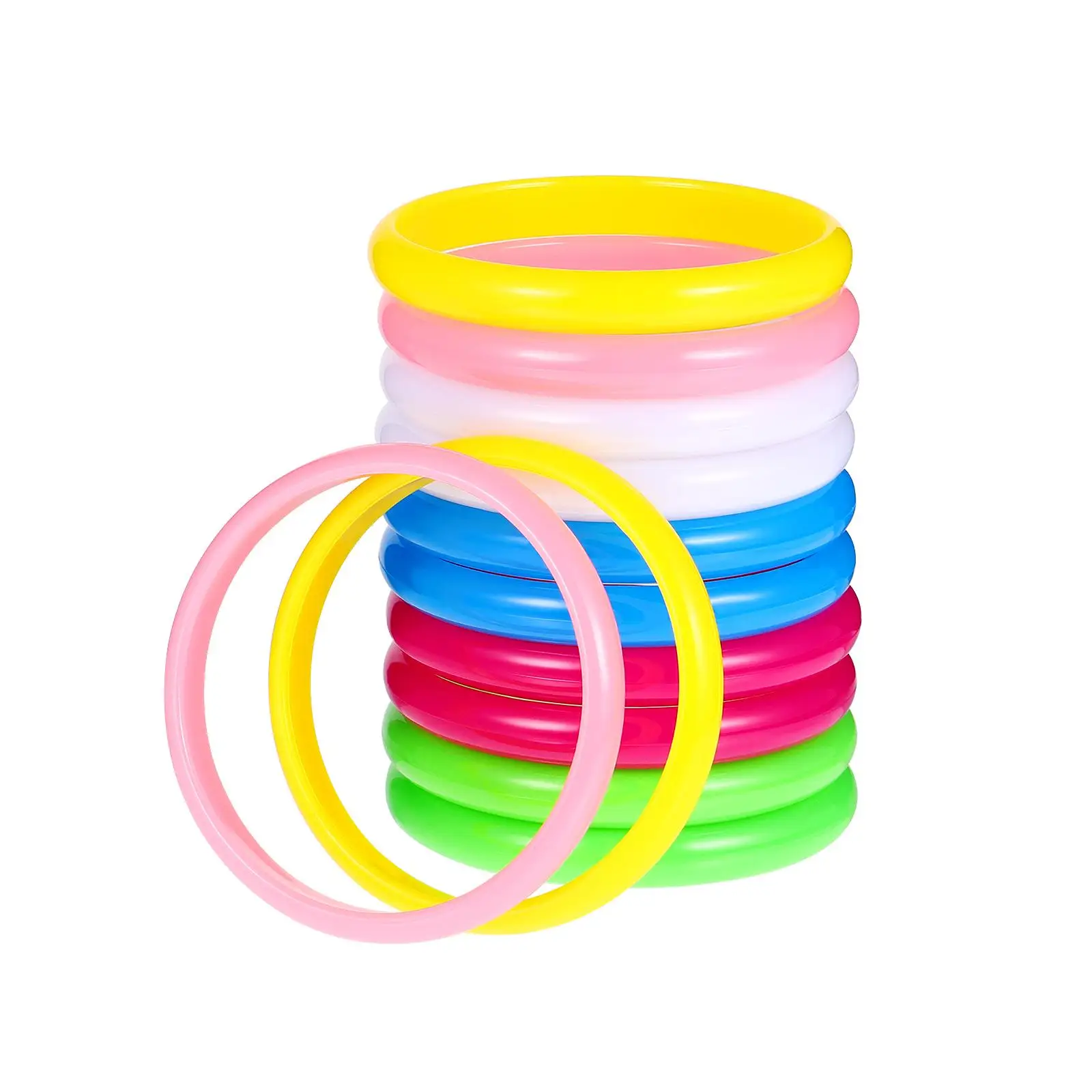 12Pcs Plastic Bangle Bracelets Set Resin Kids Adult Women Colorful 7 5cm Diameter Easy Wear Off Unbreakable Random Colors