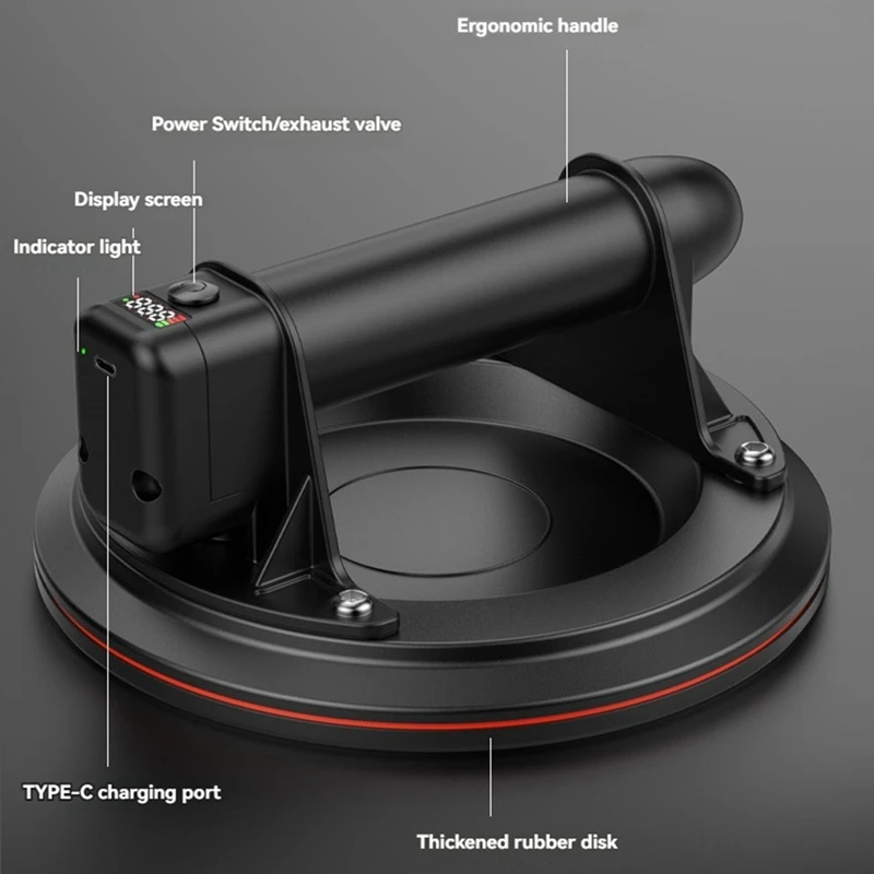 ABHU 8Inch 200Kg Electric Vacuum Suction Cup Bearing Capacity Heavy Duty Vacuum Lifter For Tile Glass Manual Lifting Powerful