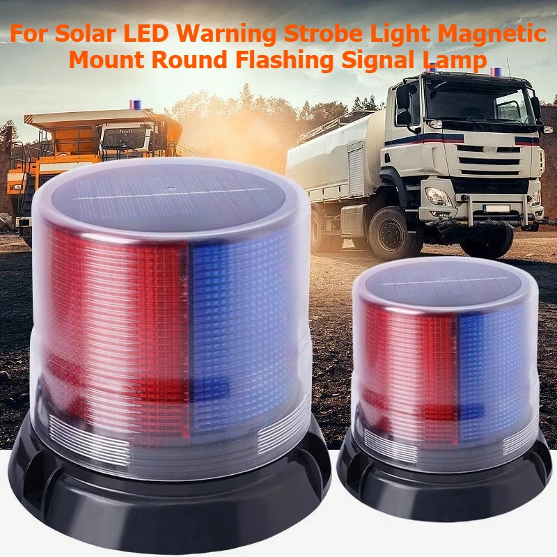 For Solar LED Warning Strobe Light Magnetic Roof Beacon Round Flash Lamp for Night Roadblocks Security Booth Safety Accessories
