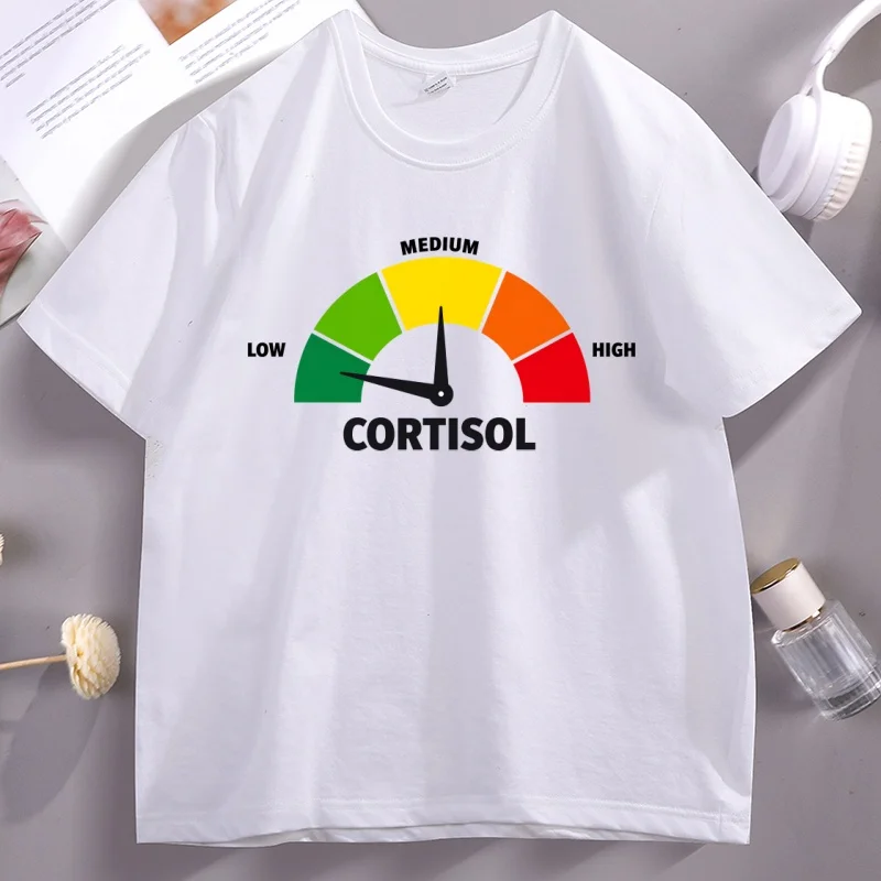 27 Funny Low Cortisol Levels T-shirt Breathable T-Shirt Ultra Soft Round Neck Short Sleeve Tee Perfect for Men & Women Tops