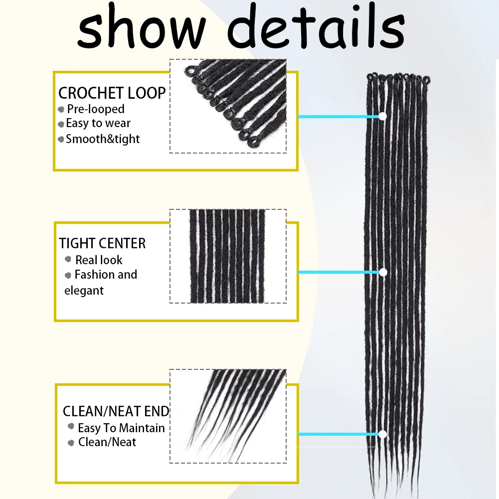 Estensioni Dreadlock sintetiche 10 Root/pack Hippie Single Ended Dreads Ombre Loc Extensions 24/30 pollici stile Reggae Crochet Hair
