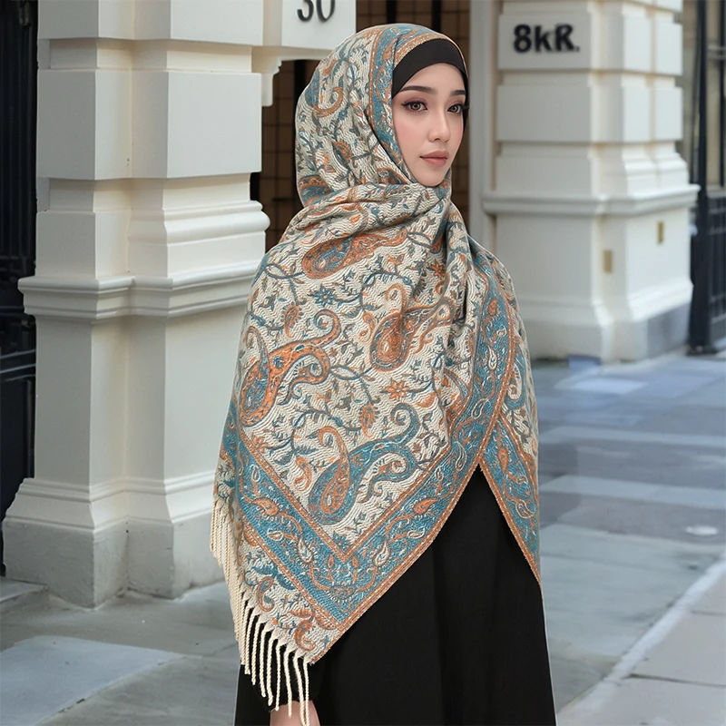 NewFashion Simulation Silk Leopard Pattern Cashew Flower Jacquard Scarf Casual  Soft Thin Women's Hijab Scarf Shawl