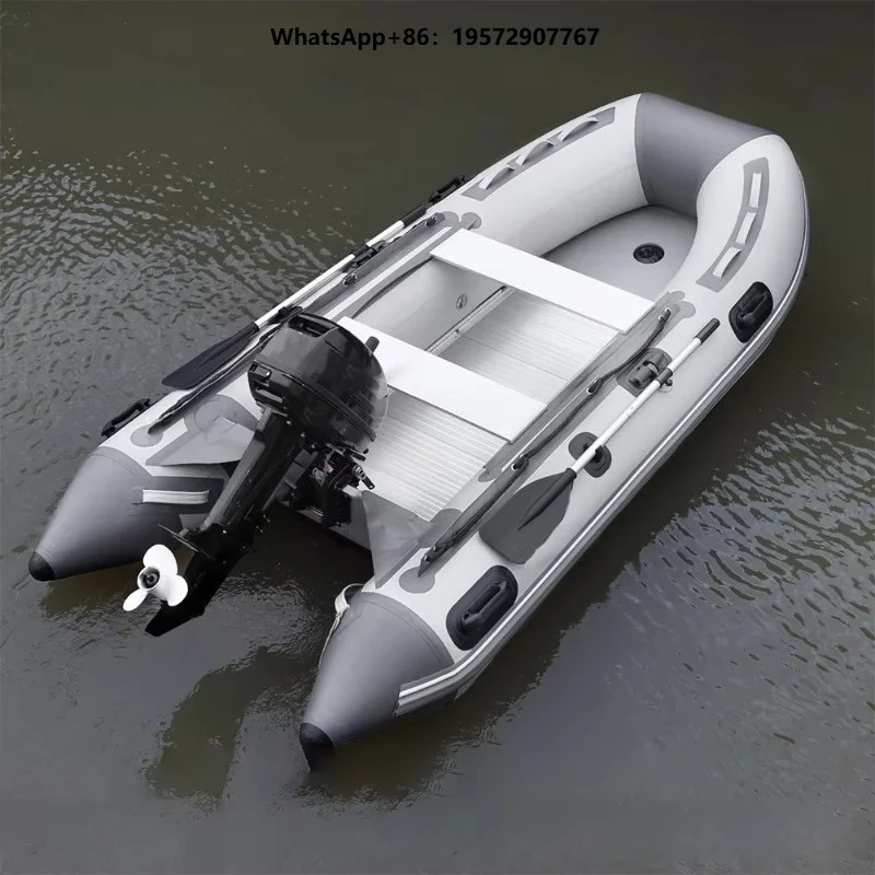 Customize Large Size 430CM Inflatable Rubber Boat Aluminum Floor Luxury Inflatable Fishing Boat