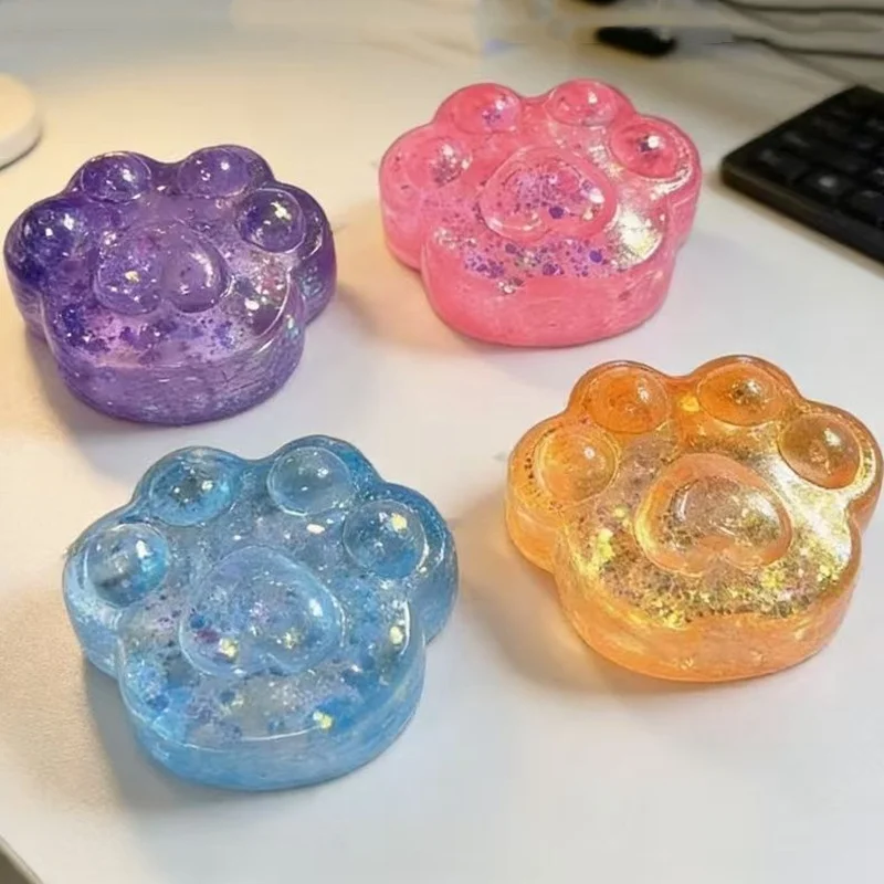 Squishy Sequin Maltose Cat Paw Slow Rebound Squeeze Toys Stress Relief Fidget Toys for Adults Decompression Sensory Toys image 5