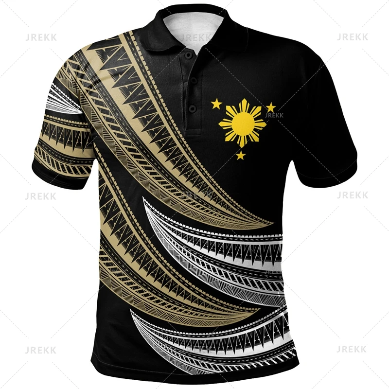 Camisa polo impressa em 3D para homens, camisas gráficas, Harajuku, tribal, padrões polinésios, orgulhosos de ser