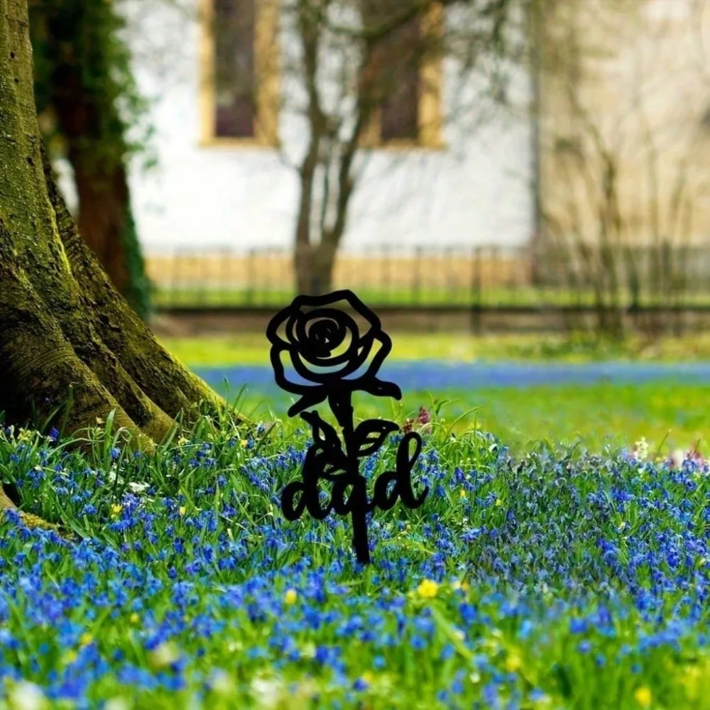 حصة تذكارية أنيقة على شكل وردة - ديكور قبر مقاوم للماء للنساء، هدايا التعاطف لخسارة شخص محبوب، لهجة فريدة من نوعها من حجر الرأس #3