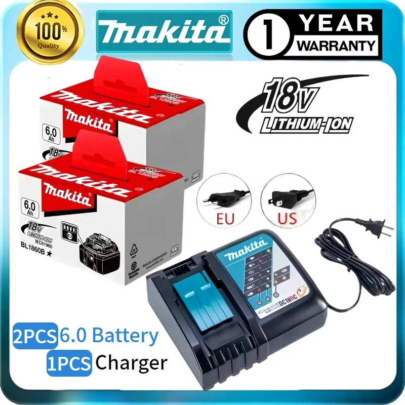 

Original Makita 18V 6.0A Rechargeable Power Tools Battery 18V makita with LED Replacement BL1860B BL1850B BL1840B BL1830B