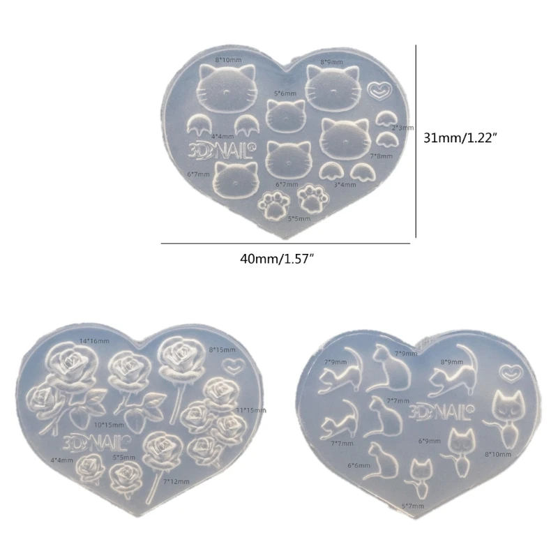 Moldes de silicona para estampado de uñas, sello de silicona 3D, esmalte de resina, bonito molde de Gel UV, herramientas de decoración de uñas DIY para decoraciones de uñas