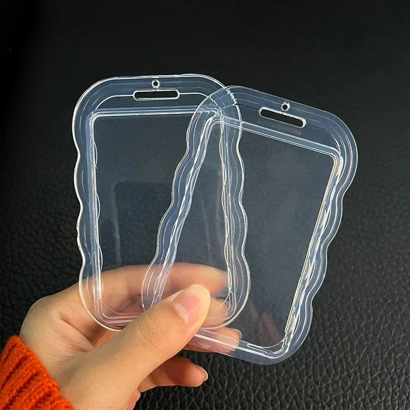 Students Cards Protecting Cover Clear Soft Silicone Wave ID Bus Access Card Holder Transparent Staff Working Credit Card Hloder