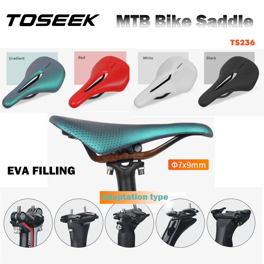 Toseek Officiële Mtb Fietszadel Fietsstoel 7X9Mm Eva Materiaal Comfort Adem Mountainbike Fietsaccessoires Ts236