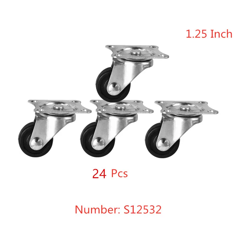 

24 Pcs/Lot 1.25 Inch Rubber Universal Wheel Height 4cm Quiet Diameter 3cm Beauty Instrument Casters