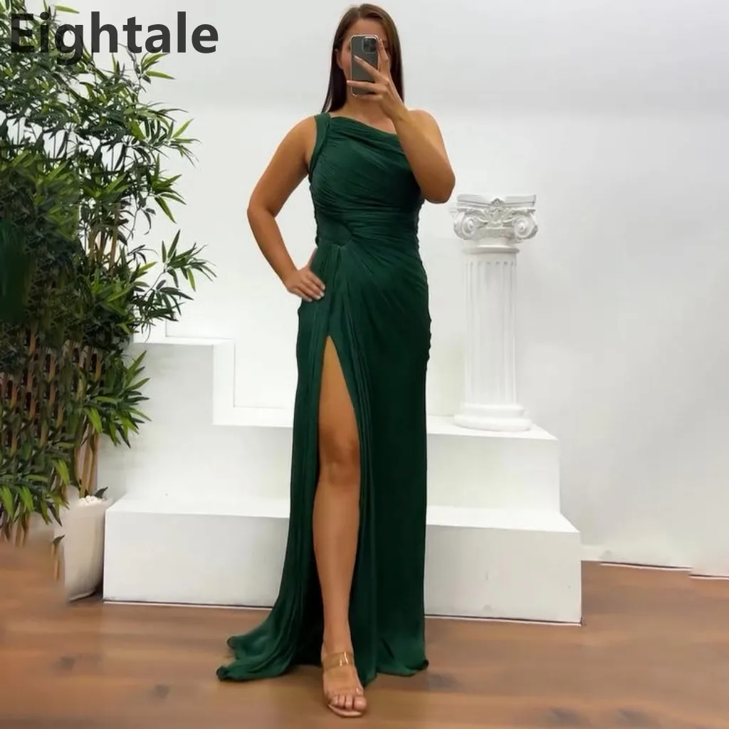

Eightale 2025 Green Mermaid Maxi Evening Dress For Wedding Party One Shoulder Formal Prom Dress Dubai Party Gown