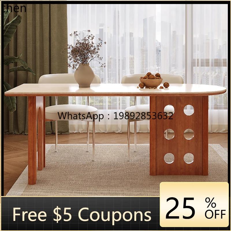 

solid wood rock slab dining table oval retro desk