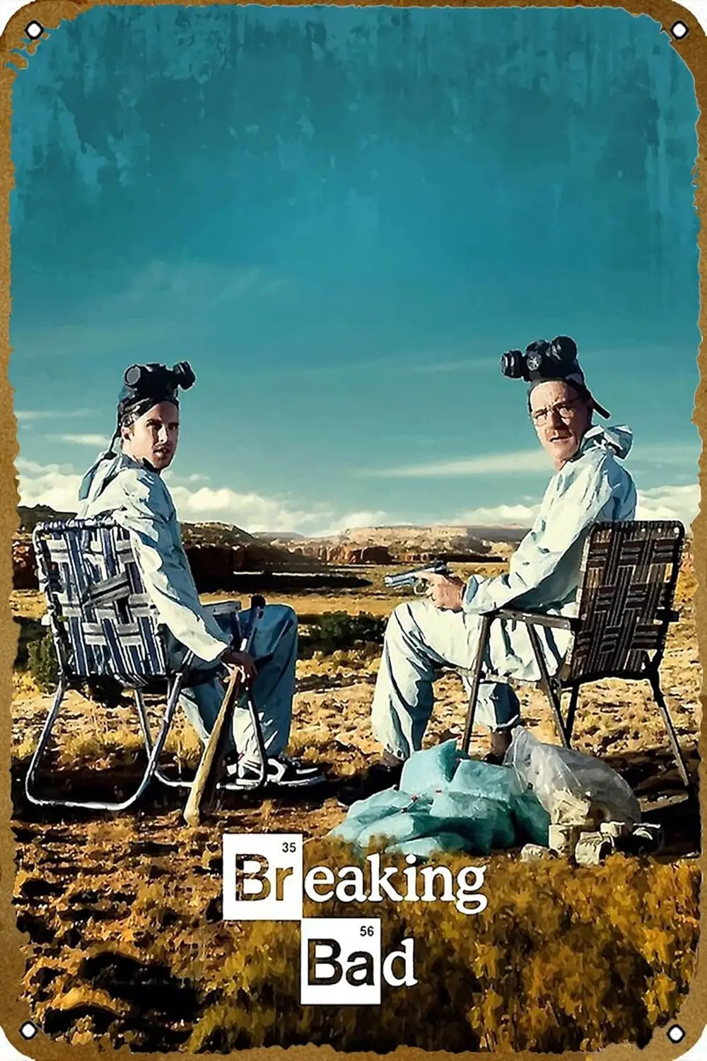 BREAKING BAD 6 - Movie poster, retro metal tin logo, modern 
