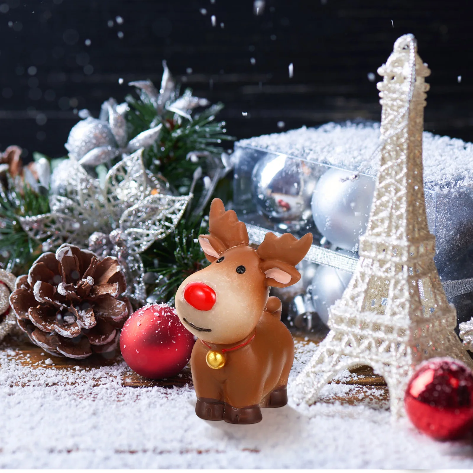 

5Pcs Resin Reindeer Miniature Figures Micro Landscape Decor Bedroom Living Room Adorable Christmas Decoration Supplies