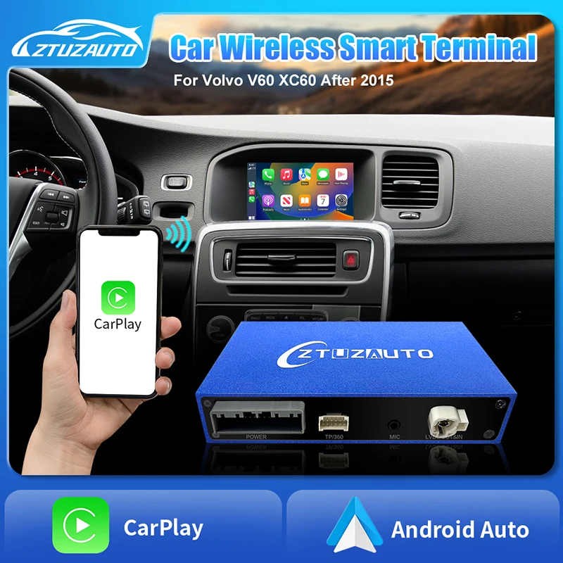 Bezprzewodowy CarPlay dla Volvo V60 XC60 2015 Android Auto interfejs Mirror Link AirPlay multimedialna nawigacja USB obsลuga tylnej kamery