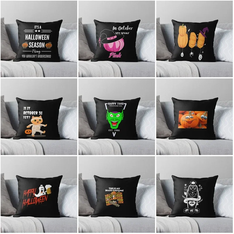 Decorative Home pillow case Cushion covers 50x50 60x60cm Modern Living Room sofa bed halloween pumpkin 45*45 fall fear Skeleton