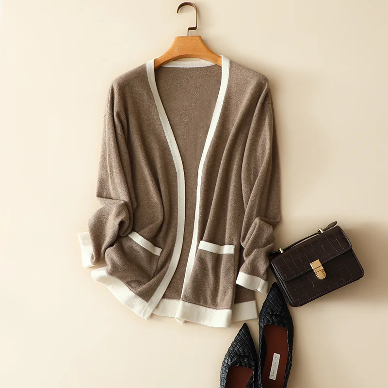 

masigoch autumn winter new soft casual knitwear luxury knits 100% cashmere chic open cardigan outerwear