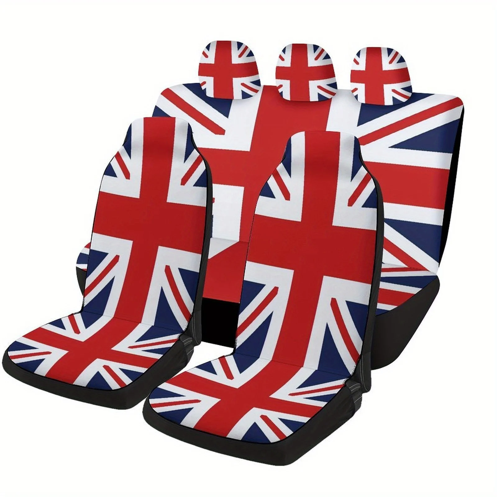 Union Jack Themed Car Seat Covers Set For Most Cars, Fashionable Comfortable Decorative Car Seat Protector Covers Full Set, Univ