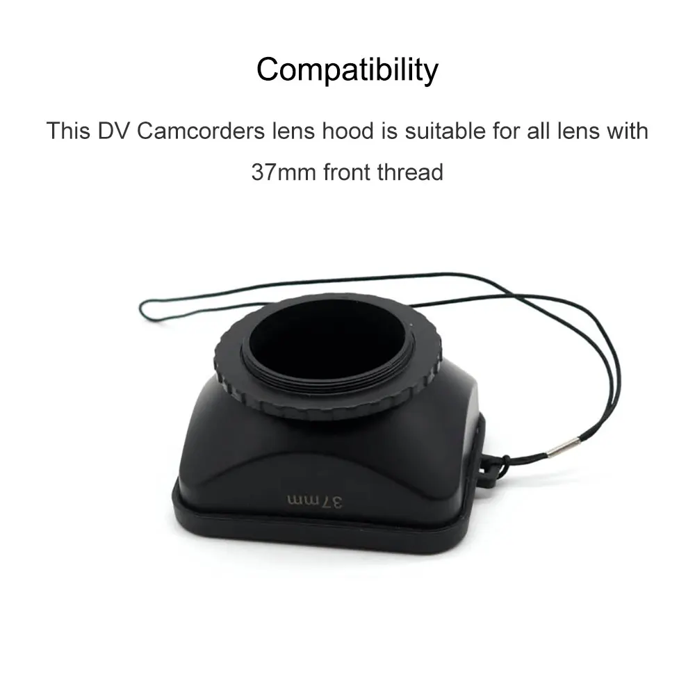 Square Shape Lens Hood Cover Screw Mount 37mm For Mirrorless Lens & DV Camcorders & Video Camera Universal