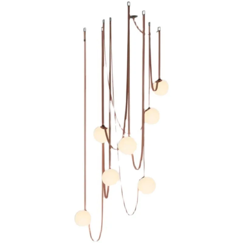 

Nordic leather chandelier Italian belt minimalist designer artistic leather living room hotel villa restaurant