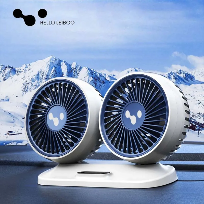 LEIBOO Car Fan Cooling Car Fan Dual Head USB Car Fan 3 Speeds Adjustable For Auto Cooler Air Fan Home Car Electrical Appliances