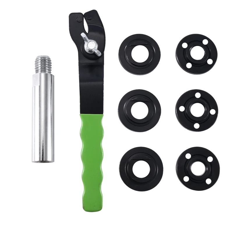 Accessoires de meuleuse d'angle pour pioche, Kit de 8 pièces pour meuleuse d'écrou pour outils électriques 5/8 – 11, clé à molette, écrou à bride et arbre d'extension