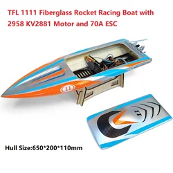 電気ブラシレスボート,tfl be1111,グラスファイバーロケットレース,2958 kv2881モーター,70a esc,50km/時