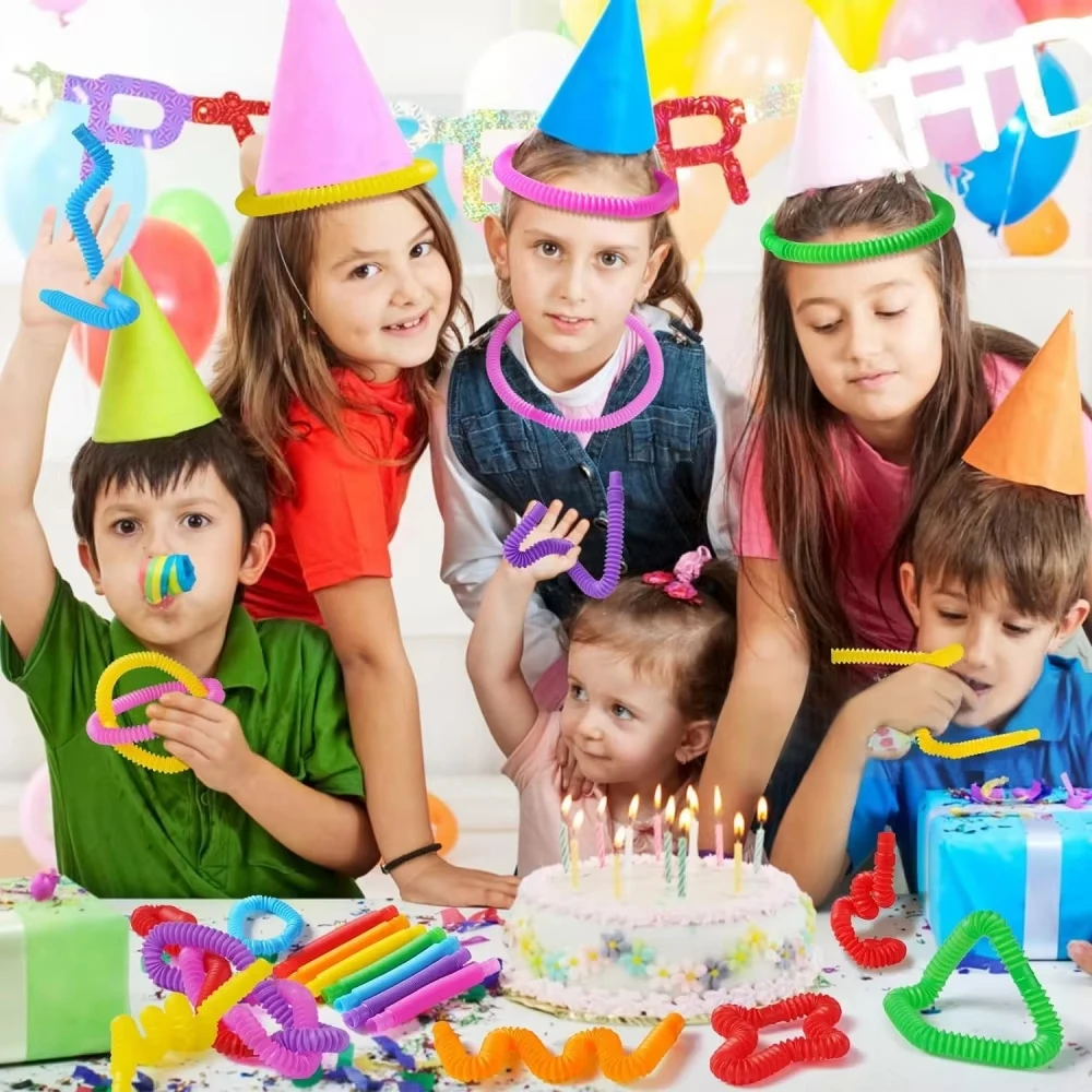 20 pièces Tube télescopique coloré Tube d'étirement ondulé Fidget jouets enfants adulte soulagement du Stress jouet éducatif pliant jouets