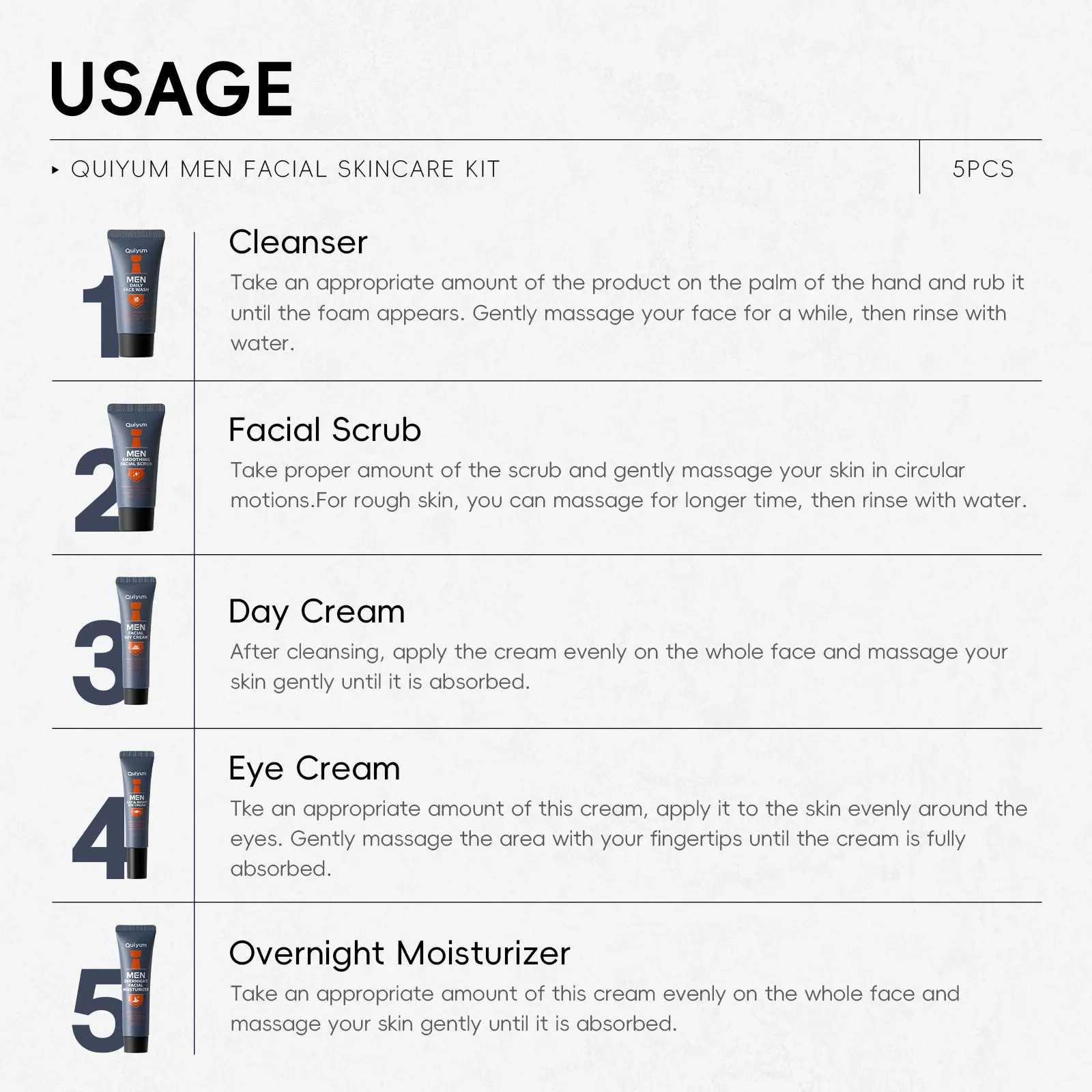مجموعة العناية بالبشرة للرجال من QUIYUM، مجموعة مكونة من 5 قطع، مرطبة ومنظف للعناية بالوجه #4