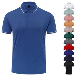 Camiseta polo casual listrada masculina, gola, manga curta, alta qualidade, verão, por atacado, moda