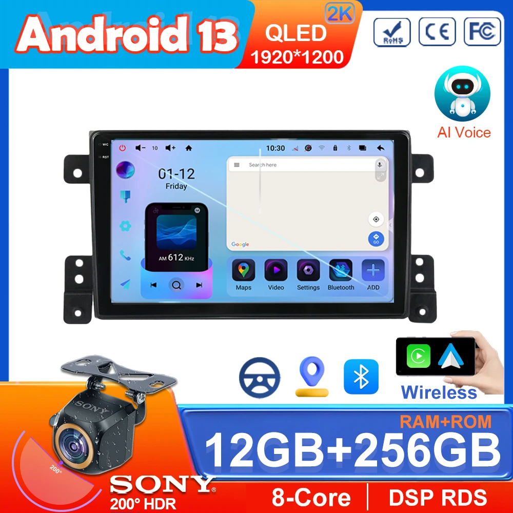 

For Suzuki Grand Vitara 3 2005 - 2015 Car Multimedia AI Voice BT Wireless CarPlay Android Auto Radio Navigation GPS No 2din