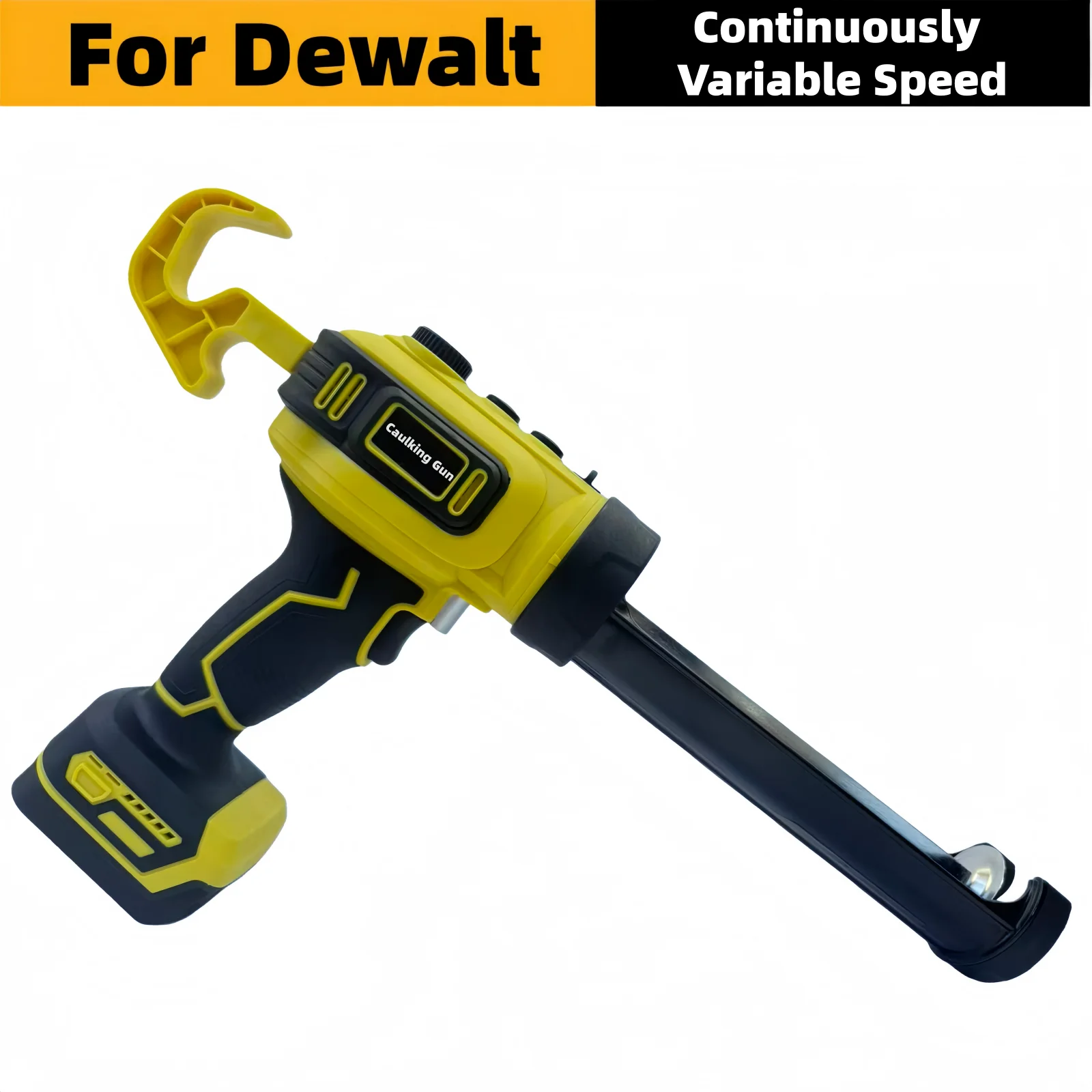 High-Power Cordless Caulking Gun Fits DeWALT 18V Battery - Stepless Speed Change, LED Work Light, Anti-Drip Design