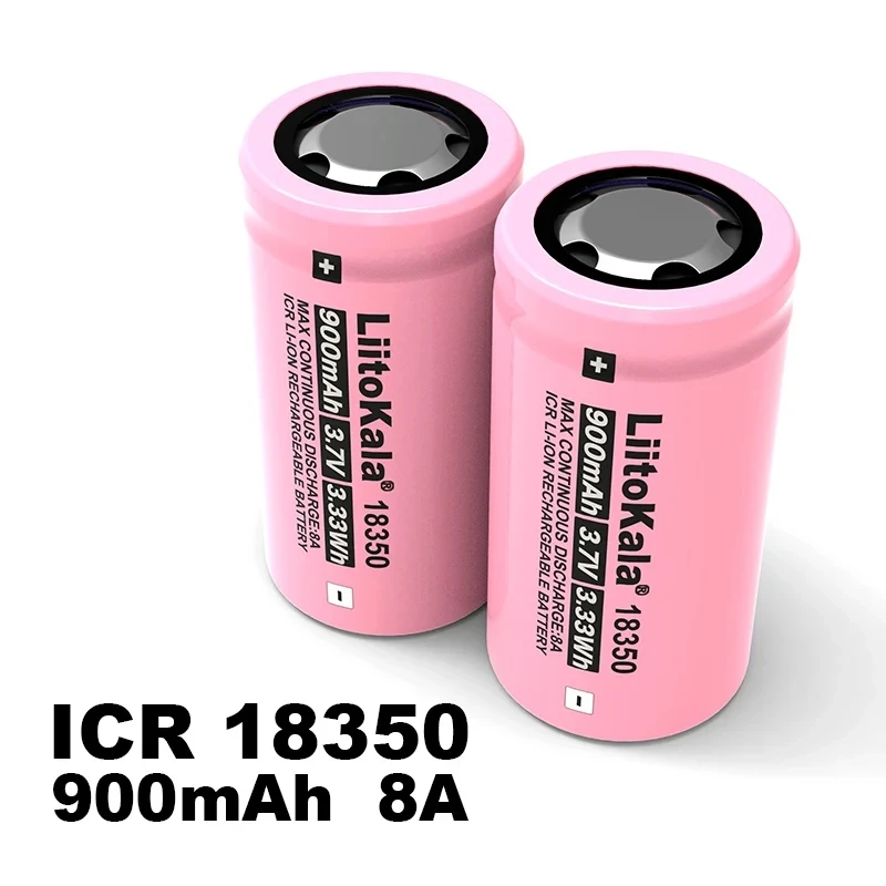 1-20PCS Liitokala New ICR 18350 900mAh power rechargeable lithium battery 3.7V 8A power for electrical tools flashlight