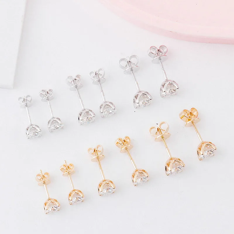 بروفانس 925 الفضة مارتيني نمط وأقراط 5 مللي متر Def مويسانيتي مستديرة GRA Cert التصميم الكلاسيكي مع المسمار الخلفي للنساء الرجال