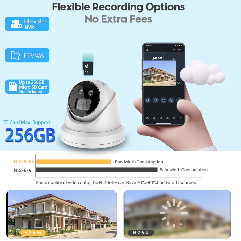 Vikylin 8MP 4K Security IP Camera For Hikvision OEM DS-2CD2386G2-IU PoE Sound light Warn Human Vehicle Detection Two Way Audio