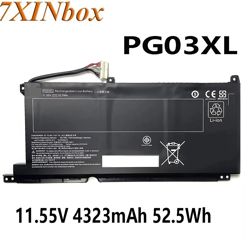 

7XINbox PG03XL 11.55V 4323mAh 52.5Wh Laptop Battery for HP Pavilion Gaming 15-DK0000 HSTNN-DB9G L48430-AC1