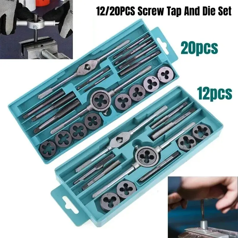 12/20 In 1 Tap And Die Set M3-M12 Male Thread Screw Threading Tool Kit Alloy Steel Female Mechanical Professional Tools Machine