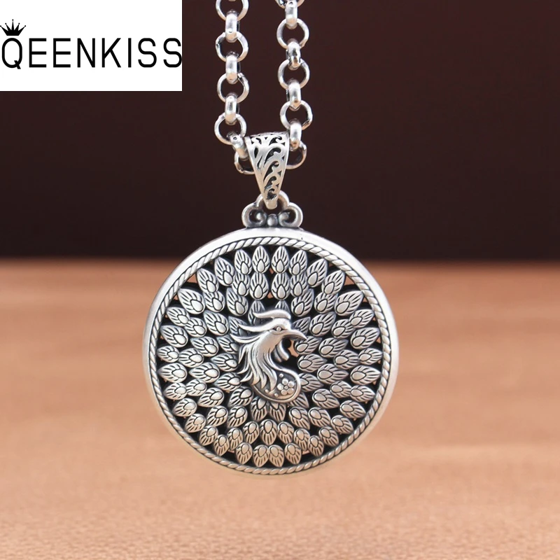 

QEENKISS 925 Sterling Silver Vintage Phoenix Necklace Pendant For Women Party Birthday Wedding Christmas Bride Mother Gift PT661