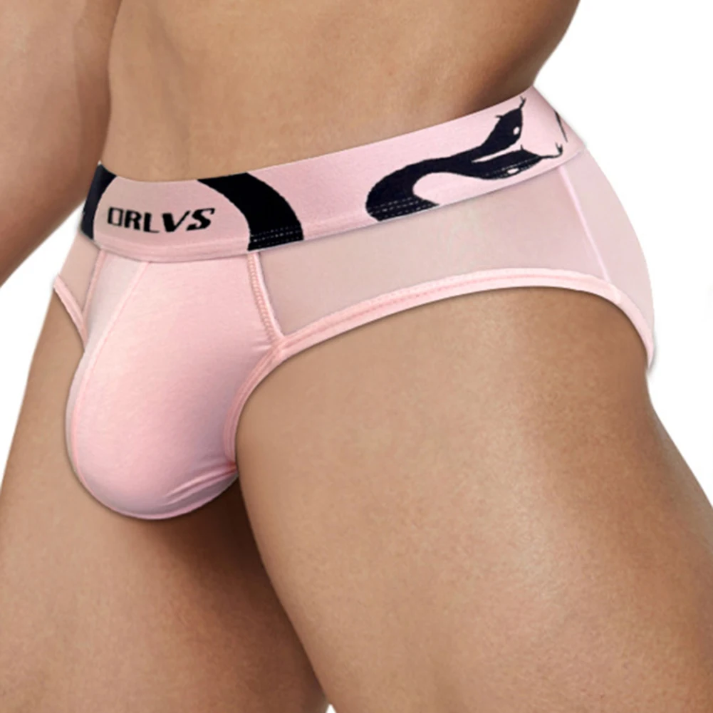 Breathable Men's Underwear with Pouch Mesh Material Thin Briefs Low Waist Underpants Comfortable Fit Classic Solid Style