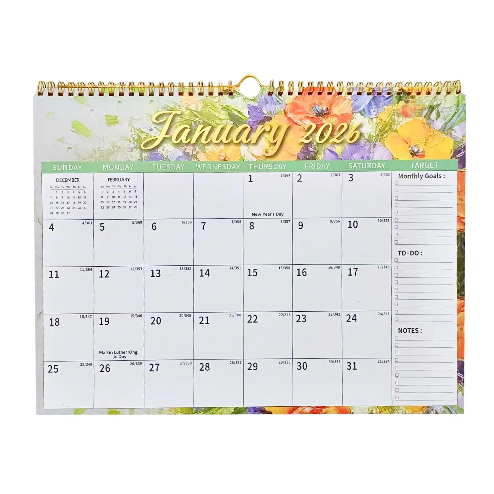 

Calendar 2026-2027 14.5x11.8inch Flower Planner 18 Month Calendar January 2026-2027 For Office Daily Classroom School Work Home
