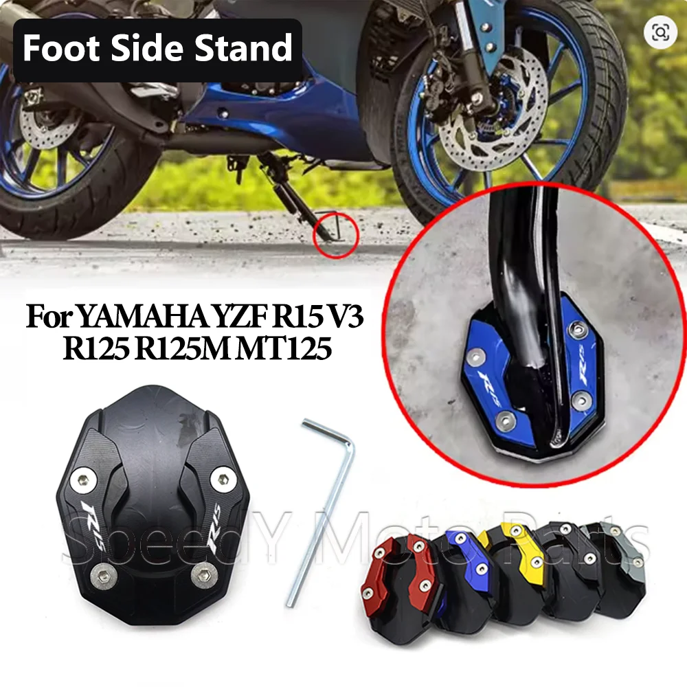 Motorcycle Kickstand Foot Enlarger For YAMAHA YZF R15 V3 R125 R125M MT125 2017-2022 CNC Side Extension Pad Stand Support Plate