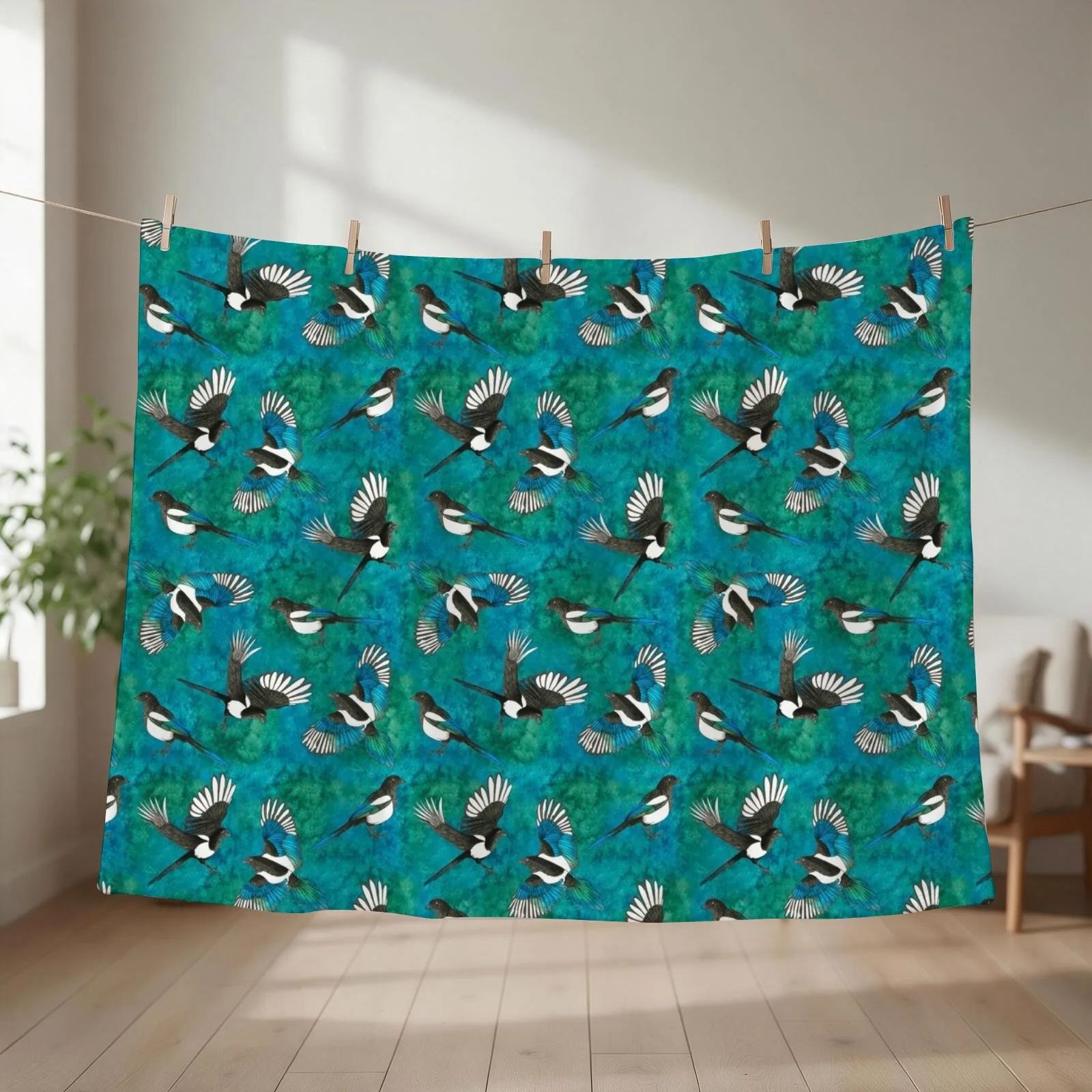Magpies Throw Blanket couch cozy soft plush fuzzy picnic outdoor blanket